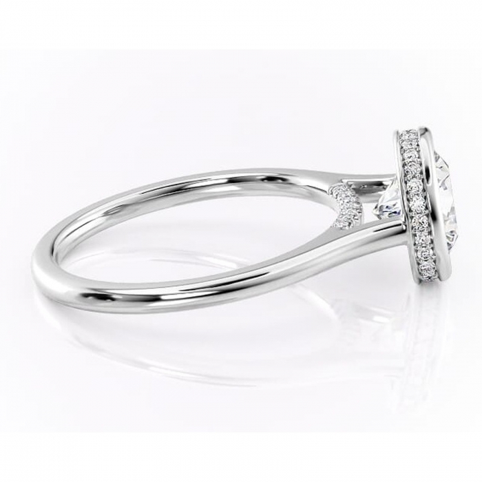 Inel de logodnă Wisteria din aur Alb 14kt cu moissanite tăietură rotundă – Solitar rafinată pentru profil înalt | Personalizează și configurează gratuit online [2]