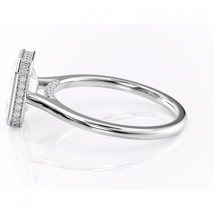 Inel de logodnă Wisteria din aur Alb 14kt cu moissanite tăietură smarald – Solitar rafinată pentru profil înalt | Personalizează și configurează gratuit online [6]