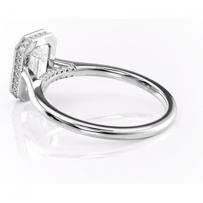 Inel de logodnă Wisteria din aur Alb 14kt cu moissanite tăietură smarald – Solitar rafinată pentru profil înalt | Personalizează și configurează gratuit online [5]