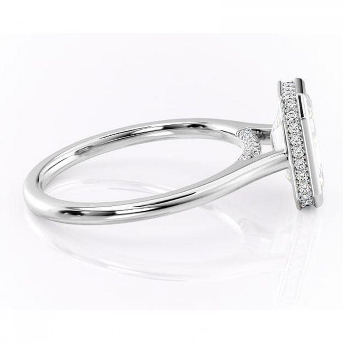 Inel de logodnă Wisteria din aur Alb 14kt cu moissanite tăietură smarald – Solitar rafinată pentru profil înalt | Personalizează și configurează gratuit online [2]