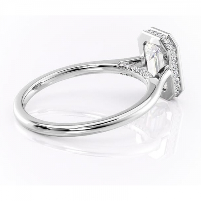 Inel de logodnă Wisteria din aur Alb 14kt cu moissanite tăietură smarald – Solitar rafinată pentru profil înalt | Personalizează și configurează gratuit online [3]