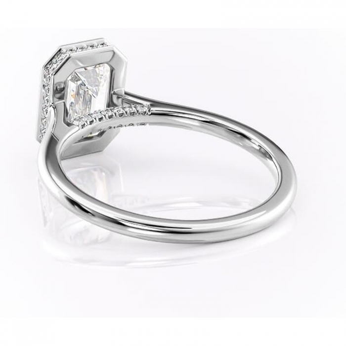 Inel de logodnă Wisteria din aur Alb 14kt cu moissanite tăietură smarald – Solitar rafinată pentru profil înalt | Personalizează și configurează gratuit online [4]