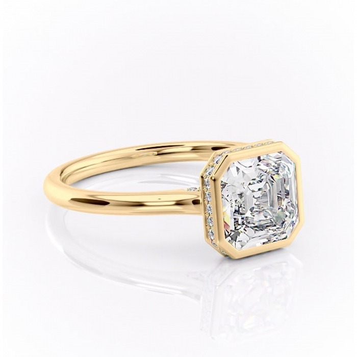 Inel de logodnă Wisteria din aur Galben 18kt cu moissanite tăietură asscher – Solitar rafinată pentru profil înalt | Personalizează și configurează gratuit online [1]
