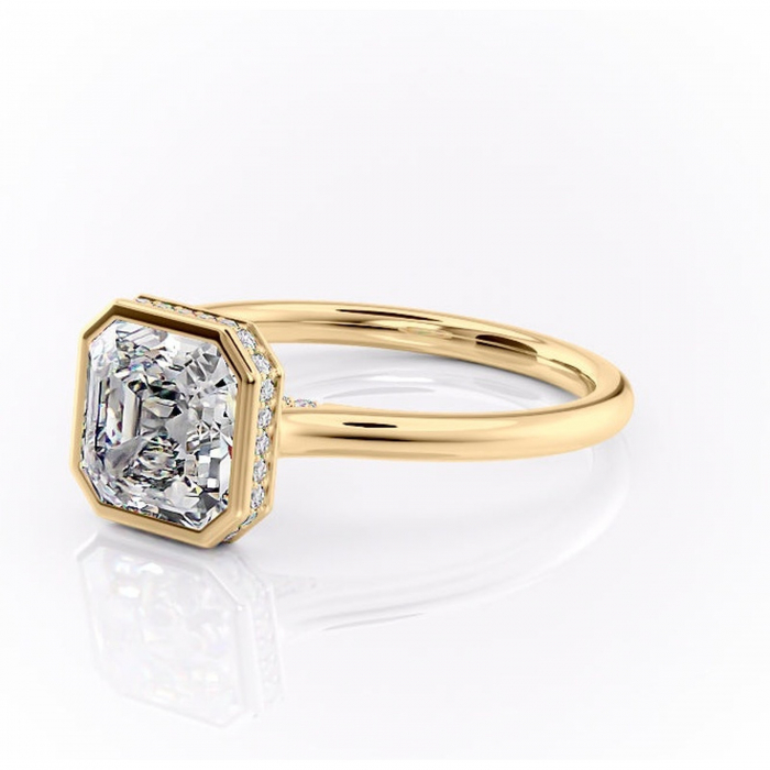 Inel de logodnă Wisteria din aur Galben 18kt cu moissanite tăietură asscher – Solitar rafinată pentru profil înalt | Personalizează și configurează gratuit online [7]