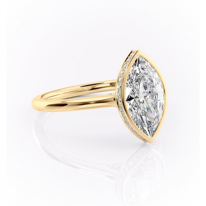 Inel de logodnă Wisteria din aur Galben 14kt cu moissanite tăietură marquise – Solitar rafinată pentru profil înalt | Personalizează și configurează gratuit online [1]