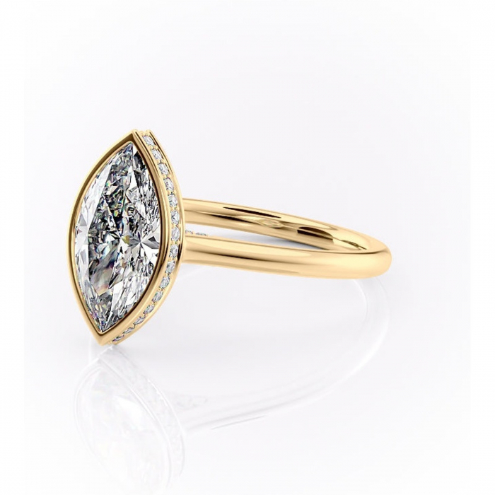 Inel de logodnă Wisteria din aur Galben 14kt cu moissanite tăietură marquise – Solitar rafinată pentru profil înalt | Personalizează și configurează gratuit online [7]