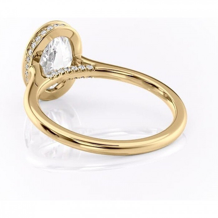 Inel de logodnă Wisteria din aur Galben 14kt cu moissanite tăietură ovală – Solitar rafinată pentru profil înalt | Personalizează și configurează gratuit online [4]