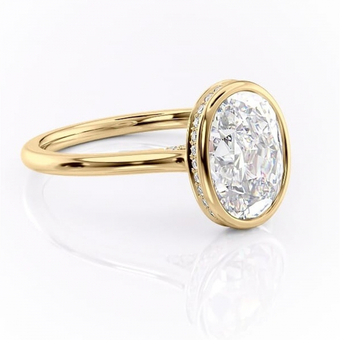 Inel de logodnă Wisteria din aur Galben 14kt cu moissanite tăietură ovală – Solitar rafinată pentru profil înalt | Personalizează și configurează gratuit online [1]