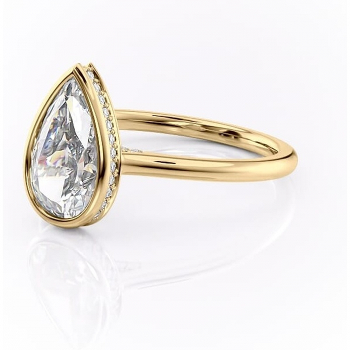 Inel de logodnă Wisteria din aur Galben 14kt cu moissanite tăietură pară – Solitar rafinată pentru profil înalt | Personalizează și configurează gratuit online [7]