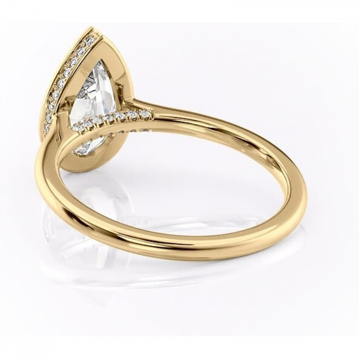 Inel de logodnă Wisteria din aur Galben 14kt cu moissanite tăietură pară – Solitar rafinată pentru profil înalt | Personalizează și configurează gratuit online [4]