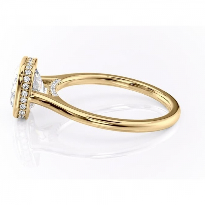 Inel de logodnă Wisteria din aur Galben 18kt cu moissanite tăietură pernă – Solitar rafinată pentru profil înalt | Personalizează și configurează gratuit online [6]