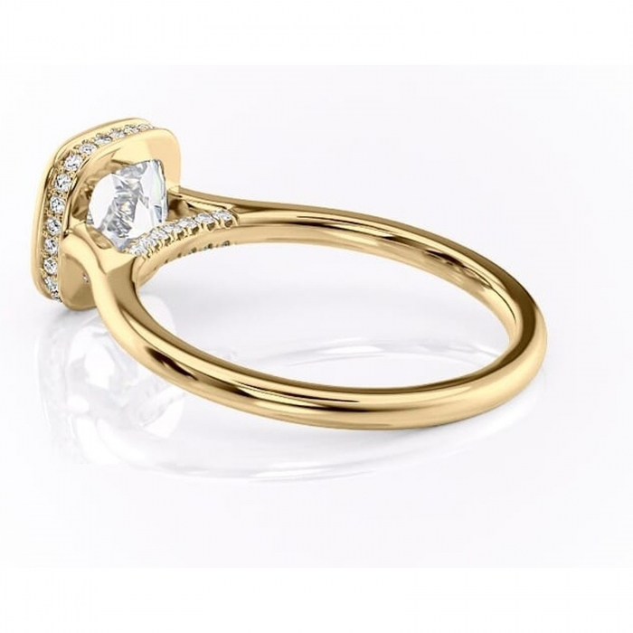 Inel de logodnă Wisteria din aur Galben 18kt cu moissanite tăietură pernă – Solitar rafinată pentru profil înalt | Personalizează și configurează gratuit online [5]