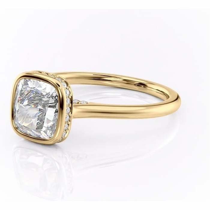 Inel de logodnă Wisteria din aur Galben 18kt cu moissanite tăietură pernă – Solitar rafinată pentru profil înalt | Personalizează și configurează gratuit online [7]