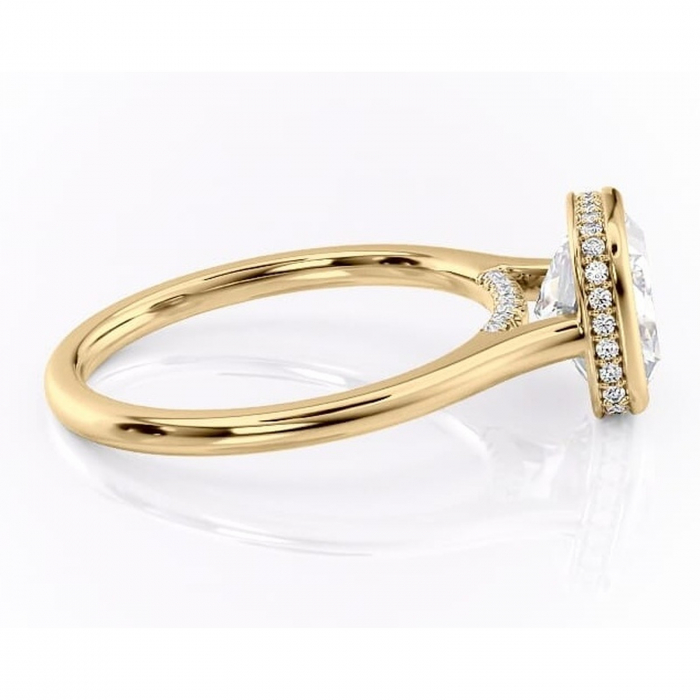 Inel de logodnă Wisteria din aur Galben 18kt cu moissanite tăietură pernă – Solitar rafinată pentru profil înalt | Personalizează și configurează gratuit online [2]