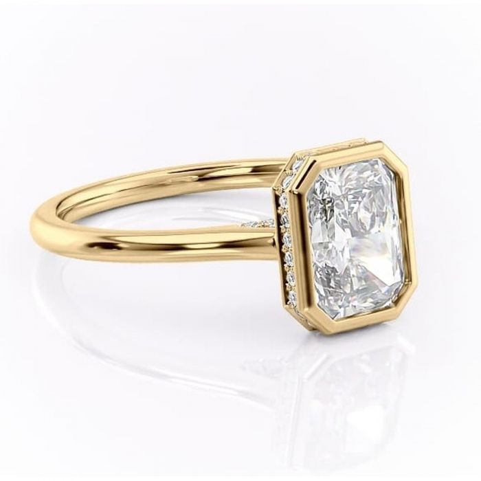 Inel de logodnă Wisteria din aur Galben 14kt cu moissanite tăietură radiantă – Solitar rafinată pentru profil înalt | Personalizează și configurează gratuit online [1]