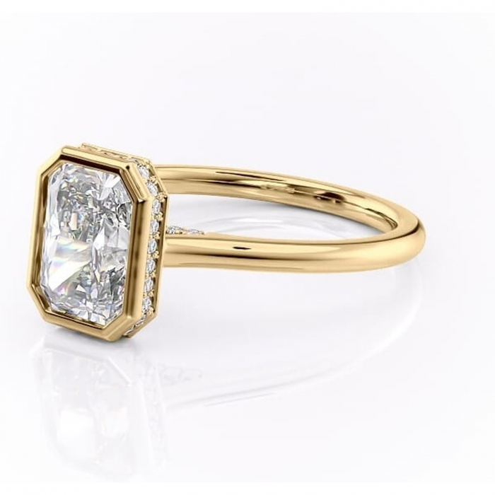 Inel de logodnă Wisteria din aur Galben 14kt cu moissanite tăietură radiantă – Solitar rafinată pentru profil înalt | Personalizează și configurează gratuit online [7]