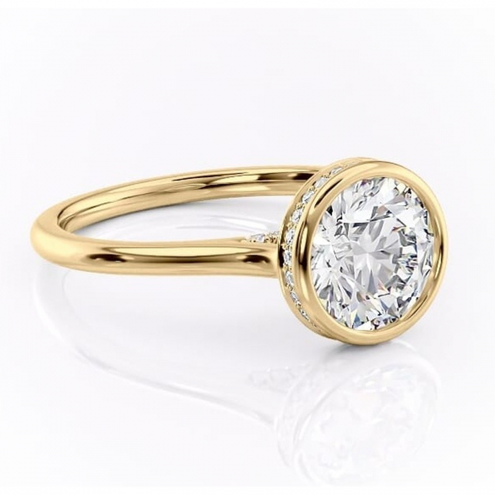 Inel de logodnă Wisteria din aur Galben 14kt cu moissanite tăietură rotundă – Solitar rafinată pentru profil înalt | Personalizează și configurează gratuit online [1]