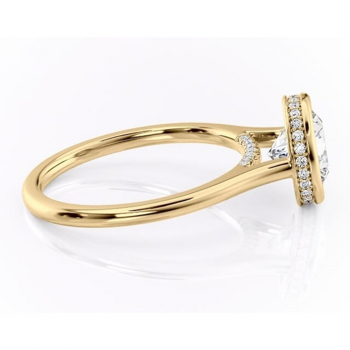 Inel de logodnă Wisteria din aur Galben 14kt cu moissanite tăietură rotundă – Solitar rafinată pentru profil înalt | Personalizează și configurează gratuit online [2]