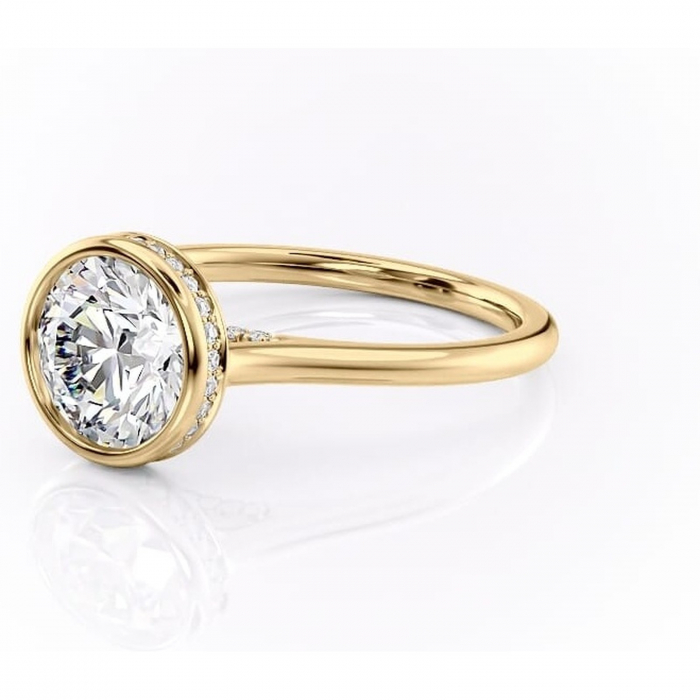 Inel de logodnă Wisteria din aur Galben 14kt cu moissanite tăietură rotundă – Solitar rafinată pentru profil înalt | Personalizează și configurează gratuit online [7]