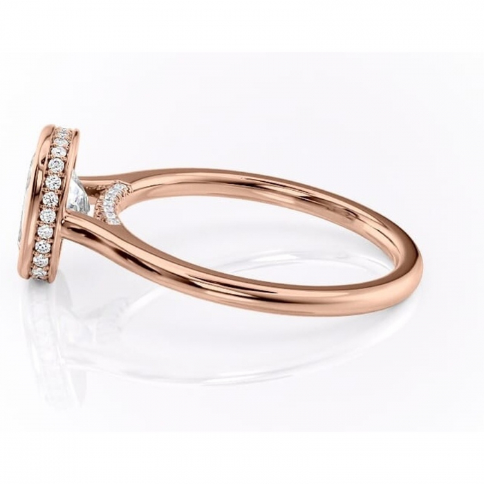 Inel de logodnă Wisteria din aur Rose 14kt cu moissanite tăietură asscher – Solitar rafinată pentru profil înalt | Personalizează și configurează gratuit online [6]