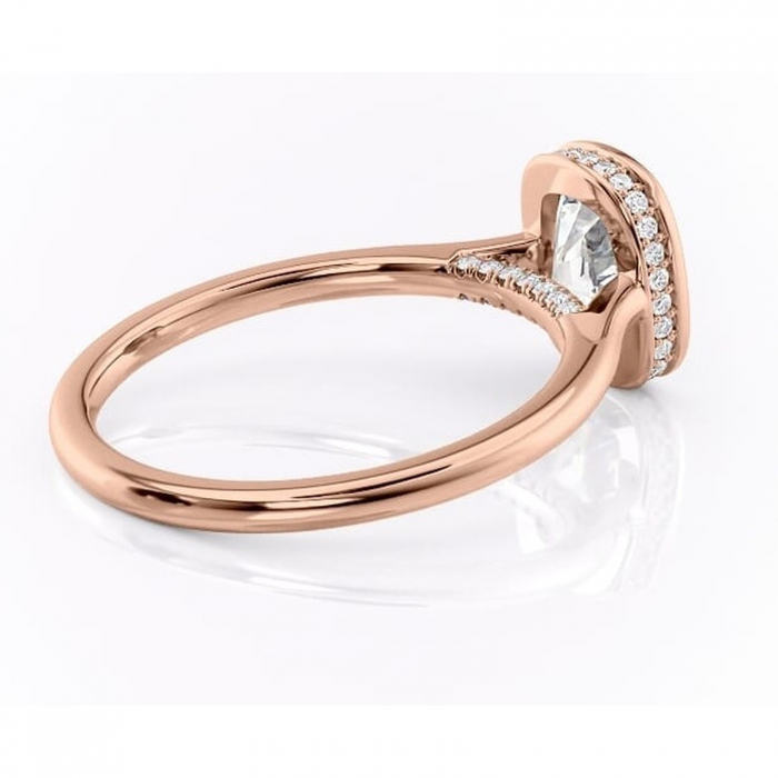Inel de logodnă Wisteria din aur Rose 14kt cu moissanite tăietură asscher – Solitar rafinată pentru profil înalt | Personalizează și configurează gratuit online [3]