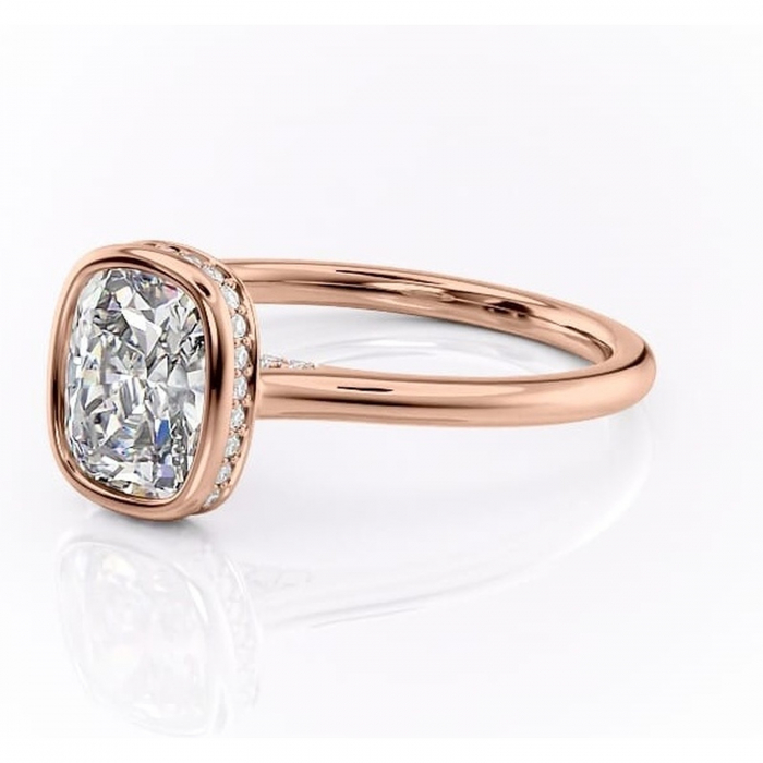 Inel de logodnă Wisteria din aur Rose 14kt cu moissanite tăietură asscher – Solitar rafinată pentru profil înalt | Personalizează și configurează gratuit online [7]