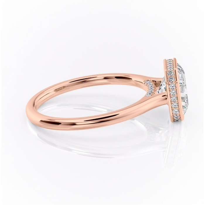 Inel de logodnă Wisteria din aur Rose 14kt cu moissanite tăietură asscher – Solitar rafinată pentru profil înalt | Personalizează și configurează gratuit online [2]
