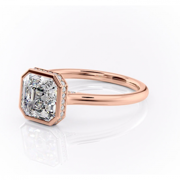 Inel de logodnă Wisteria din aur Rose 14kt cu moissanite tăietură asscher – Solitar rafinată pentru profil înalt | Personalizează și configurează gratuit online [7]