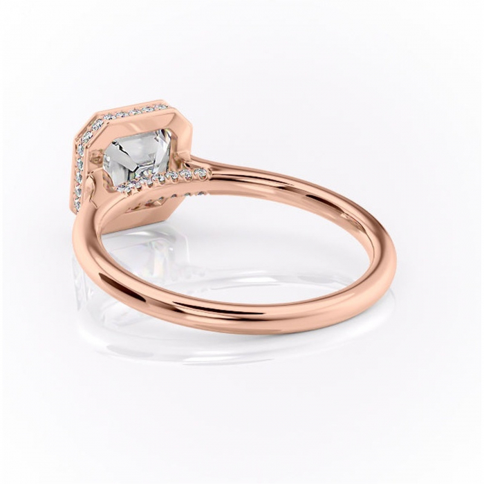 Inel de logodnă Wisteria din aur Rose 14kt cu moissanite tăietură asscher – Solitar rafinată pentru profil înalt | Personalizează și configurează gratuit online [4]