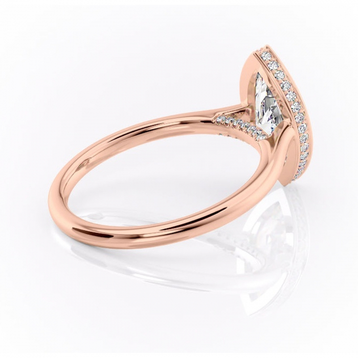 Inel de logodnă Wisteria din aur Rose 14kt cu moissanite tăietură marquise – Solitar rafinată pentru profil înalt | Personalizează și configurează gratuit online [3]