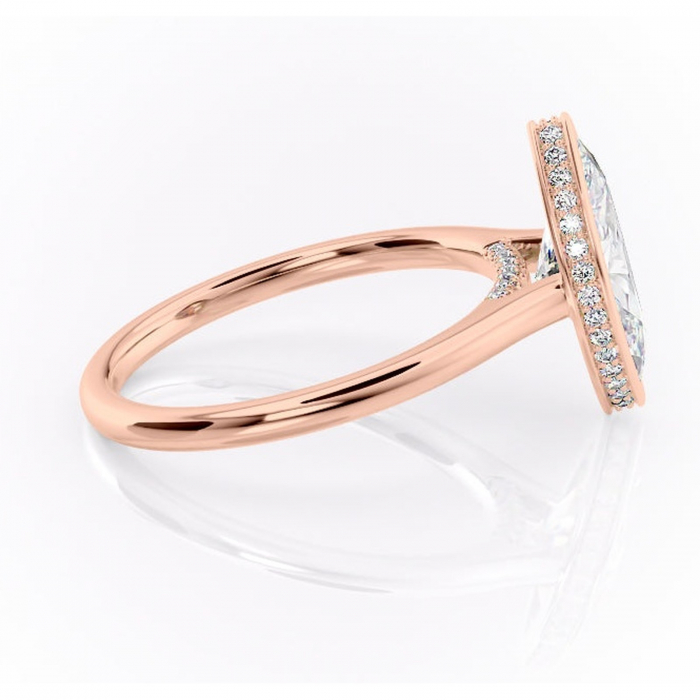Inel de logodnă Wisteria din aur Rose 14kt cu moissanite tăietură marquise – Solitar rafinată pentru profil înalt | Personalizează și configurează gratuit online [2]