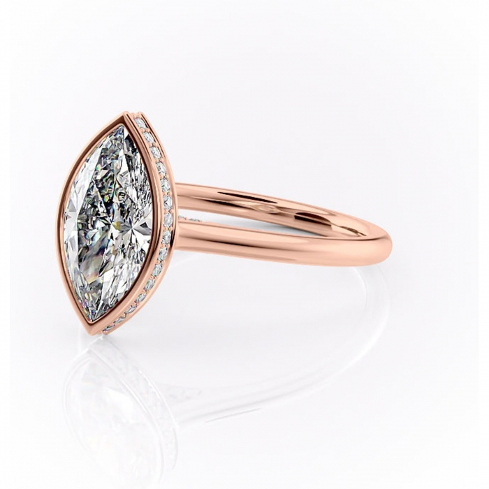 Inel de logodnă Wisteria din aur Rose 14kt cu moissanite tăietură marquise – Solitar rafinată pentru profil înalt | Personalizează și configurează gratuit online [7]