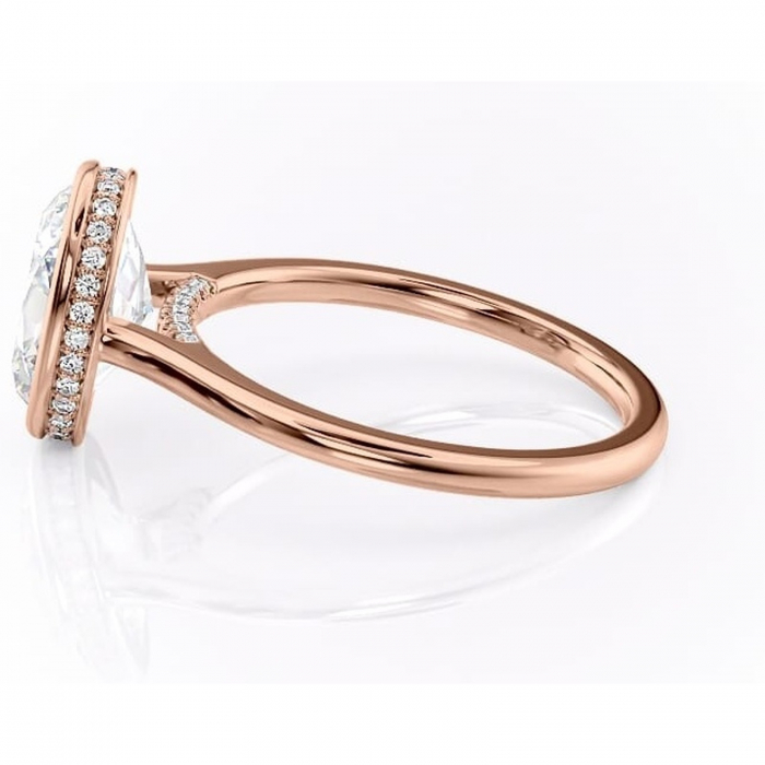 Inel de logodnă Wisteria din aur Rose 14kt cu moissanite tăietură ovală – Solitar rafinată pentru profil înalt | Personalizează și configurează gratuit online [6]