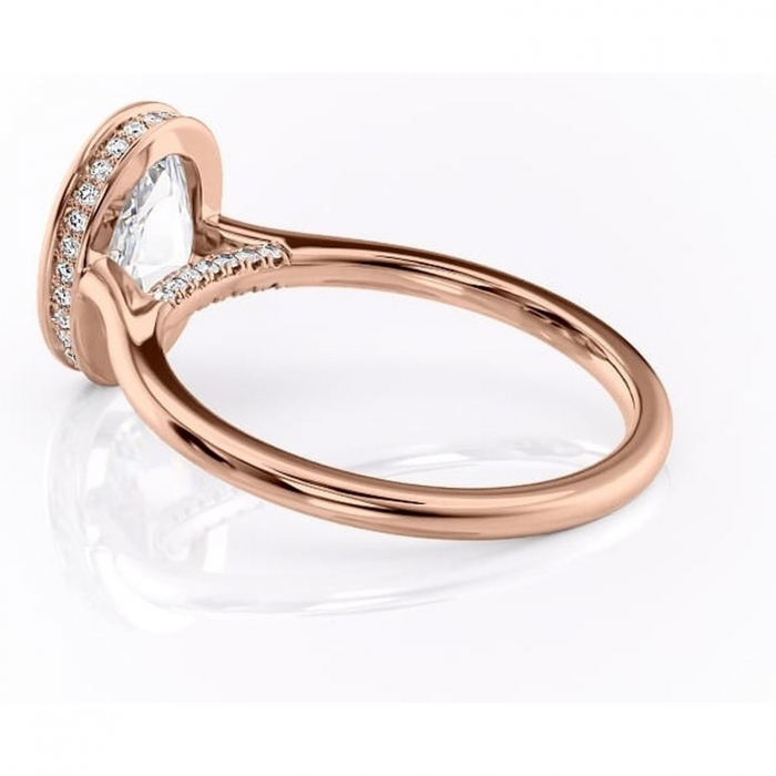 Inel de logodnă Wisteria din aur Rose 14kt cu moissanite tăietură ovală – Solitar rafinată pentru profil înalt | Personalizează și configurează gratuit online [5]