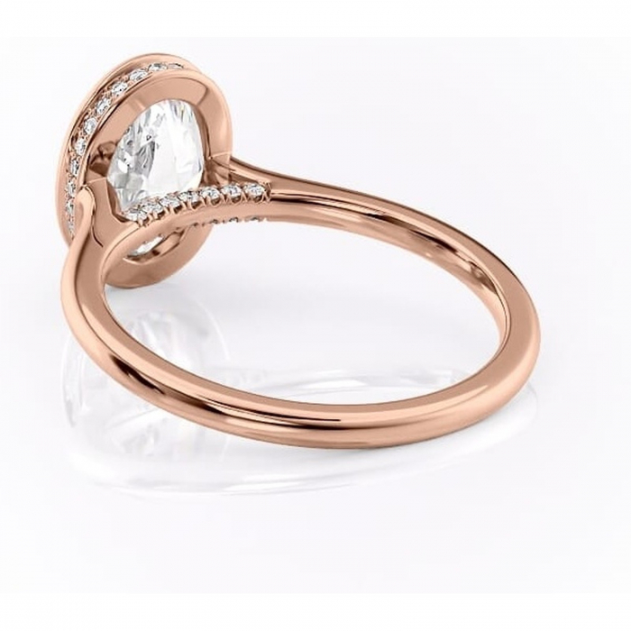 Inel de logodnă Wisteria din aur Rose 14kt cu moissanite tăietură ovală – Solitar rafinată pentru profil înalt | Personalizează și configurează gratuit online [4]