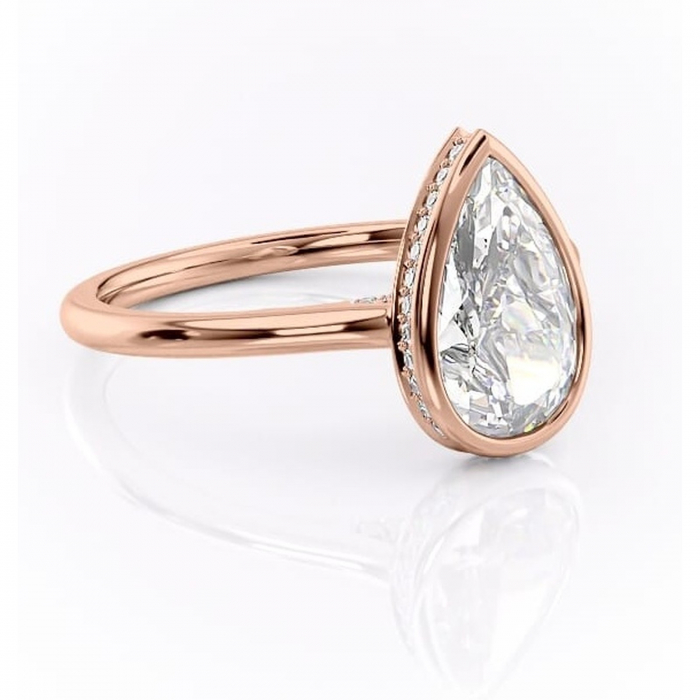 Inel de logodnă Wisteria din aur Rose 18kt cu moissanite tăietură pară – Solitar rafinată pentru profil înalt | Personalizează și configurează gratuit online [1]