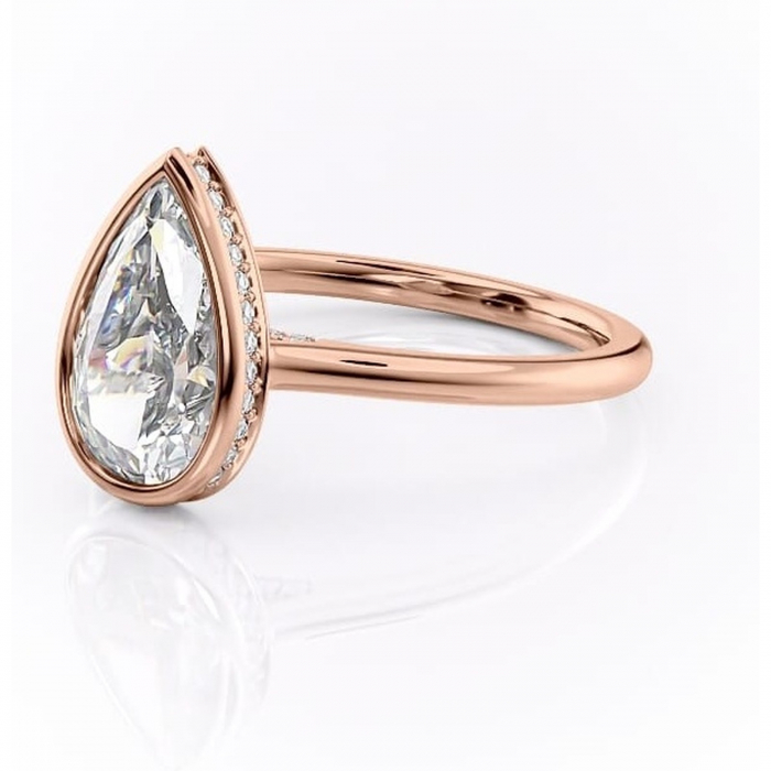Inel de logodnă Wisteria din aur Rose 18kt cu moissanite tăietură pară – Solitar rafinată pentru profil înalt | Personalizează și configurează gratuit online [7]