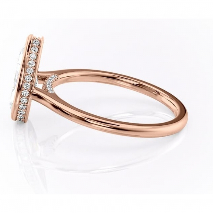 Inel de logodnă Wisteria din aur Rose 18kt cu moissanite tăietură pară – Solitar rafinată pentru profil înalt | Personalizează și configurează gratuit online [6]