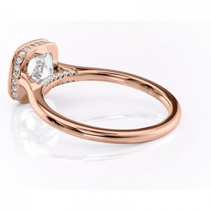 Inel de logodnă Wisteria din aur Rose 14kt cu moissanite tăietură pernă – Solitar rafinată pentru profil înalt | Personalizează și configurează gratuit online [5]