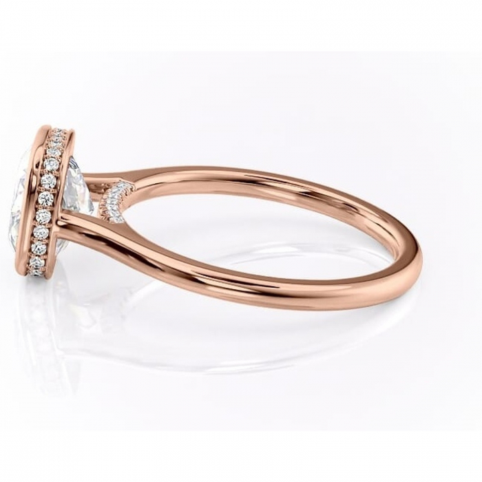 Inel de logodnă Wisteria din aur Rose 14kt cu moissanite tăietură pernă – Solitar rafinată pentru profil înalt | Personalizează și configurează gratuit online [6]