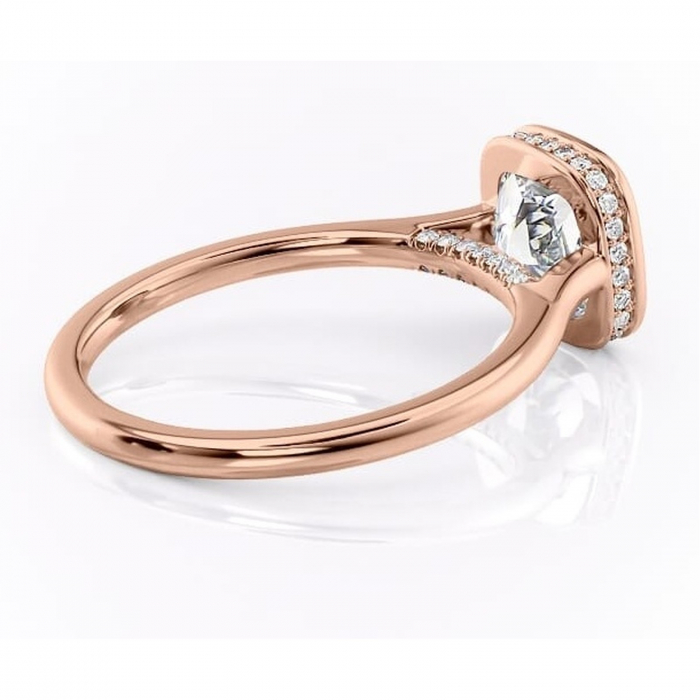 Inel de logodnă Wisteria din aur Rose 14kt cu moissanite tăietură pernă – Solitar rafinată pentru profil înalt | Personalizează și configurează gratuit online [3]