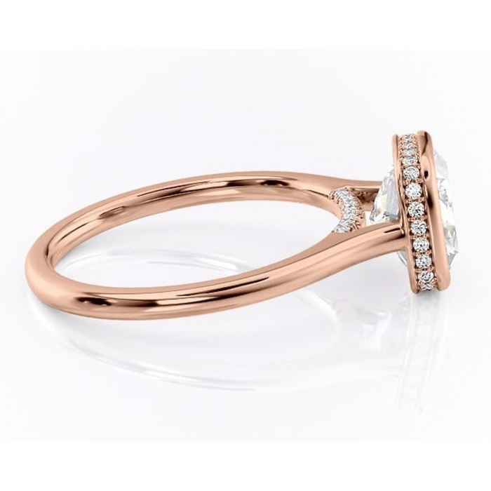 Inel de logodnă Wisteria din aur Rose 14kt cu moissanite tăietură pernă – Solitar rafinată pentru profil înalt | Personalizează și configurează gratuit online [2]