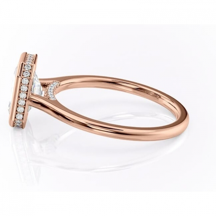 Inel de logodnă Wisteria din aur Rose 18kt cu moissanite tăietură radiantă – Solitar rafinată pentru profil înalt | Personalizează și configurează gratuit online [6]