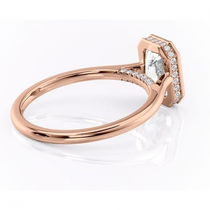 Inel de logodnă Wisteria din aur Rose 18kt cu moissanite tăietură radiantă – Solitar rafinată pentru profil înalt | Personalizează și configurează gratuit online [3]