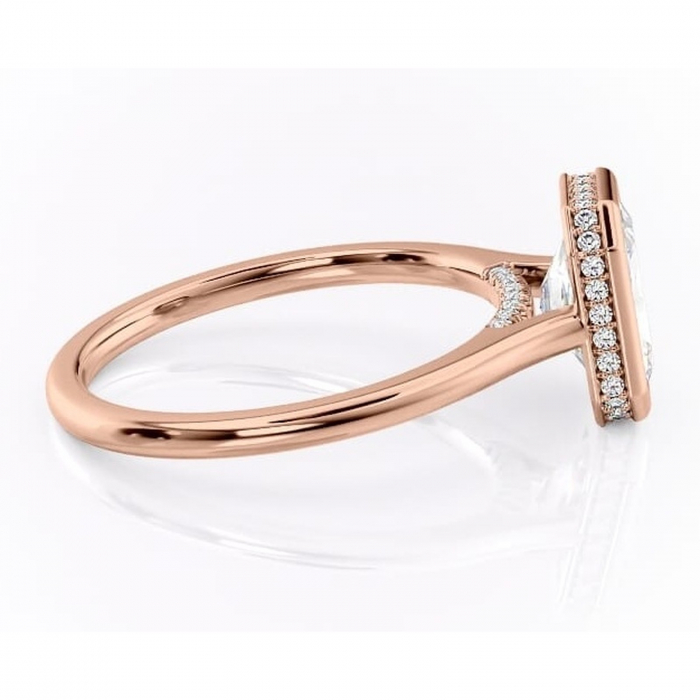 Inel de logodnă Wisteria din aur Rose 18kt cu moissanite tăietură radiantă – Solitar rafinată pentru profil înalt | Personalizează și configurează gratuit online [2]