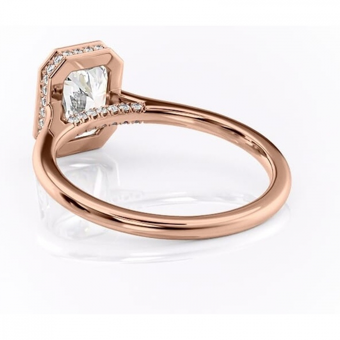 Inel de logodnă Wisteria din aur Rose 18kt cu moissanite tăietură radiantă – Solitar rafinată pentru profil înalt | Personalizează și configurează gratuit online [4]