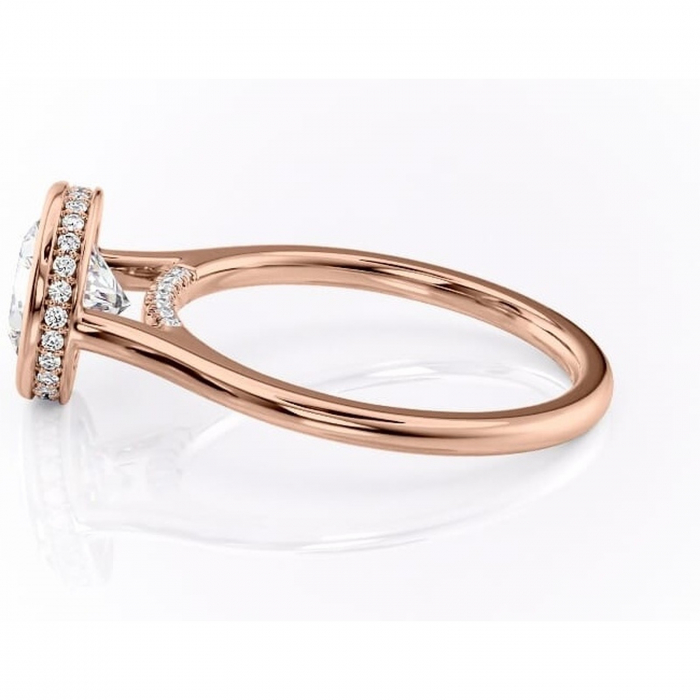 Inel de logodnă Wisteria din aur Rose 14kt cu moissanite tăietură rotundă – Solitar rafinată pentru profil înalt | Personalizează și configurează gratuit online [6]