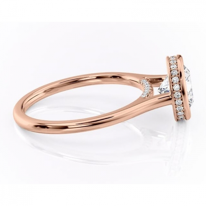 Inel de logodnă Wisteria din aur Rose 14kt cu moissanite tăietură rotundă – Solitar rafinată pentru profil înalt | Personalizează și configurează gratuit online [2]