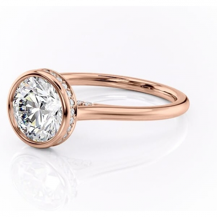 Inel de logodnă Wisteria din aur Rose 14kt cu moissanite tăietură rotundă – Solitar rafinată pentru profil înalt | Personalizează și configurează gratuit online [7]