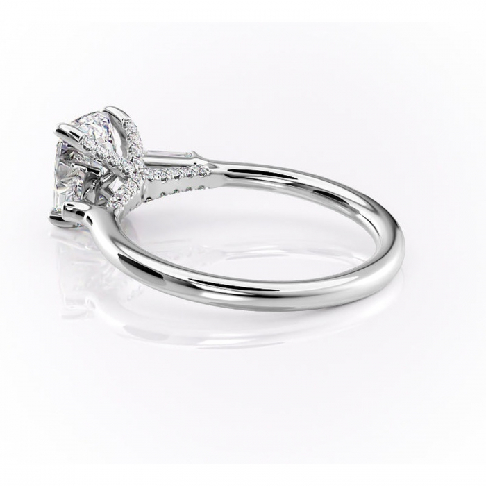 Inel de logodnă Ysella din aur Alb 14kt cu moissanite tăietură asscher – Montură cu trei pietre rafinată pentru profil înalt | Personalizează și configurează gratuit online [5]